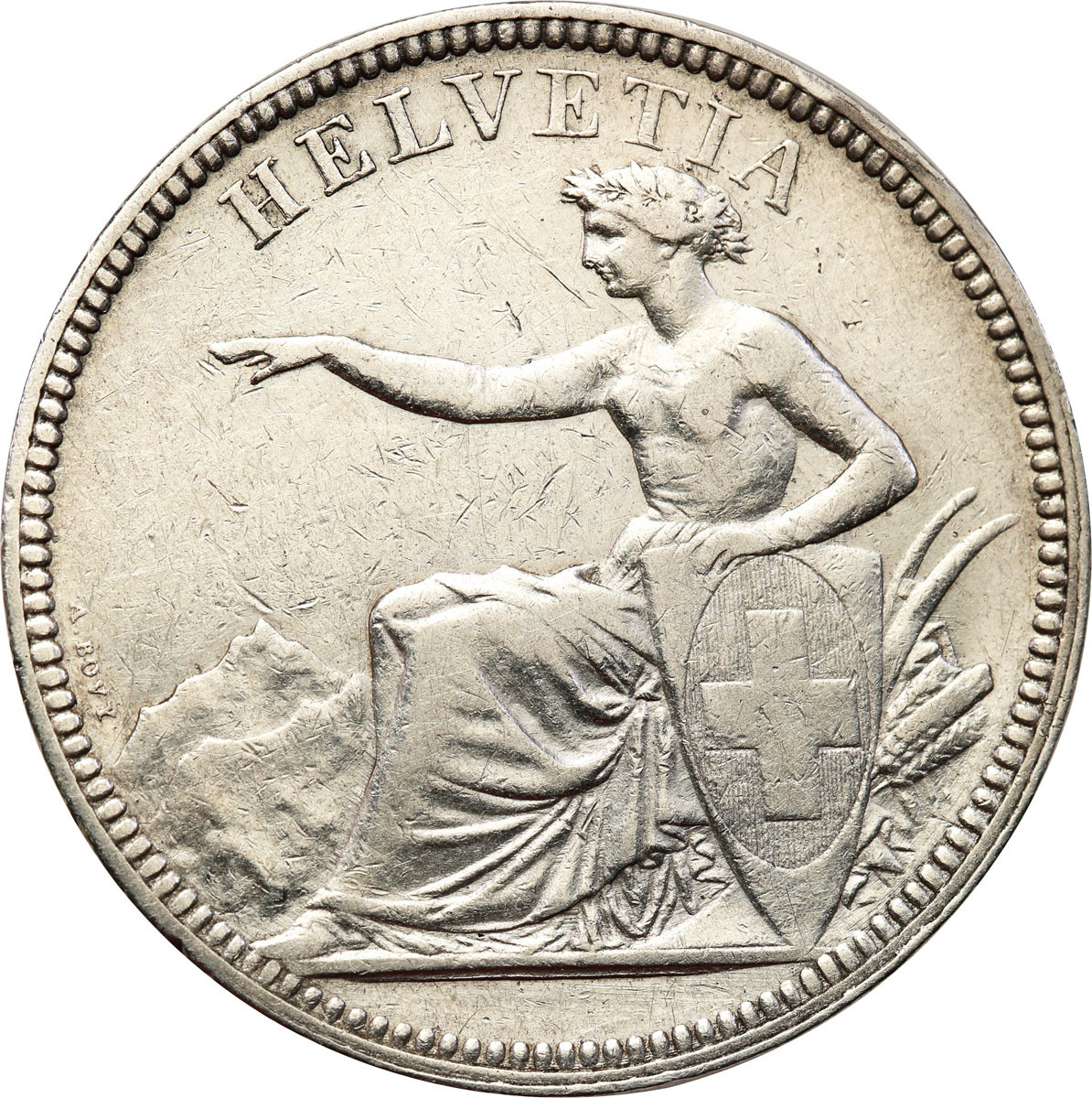 Szwajcaria. 5 franków 1874 B, Berno - rzadsze